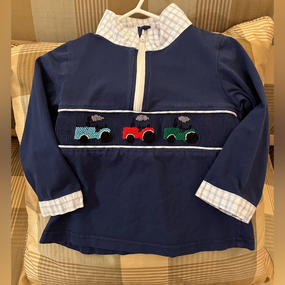 Smocked Tractor Pullover